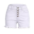 thumbnail image 6 of ABATAB Womens Denim Shorts Casual Button down Skinny Denim Shorts High Waisted Hem Trendy Jeans Shorts, 6 of 6