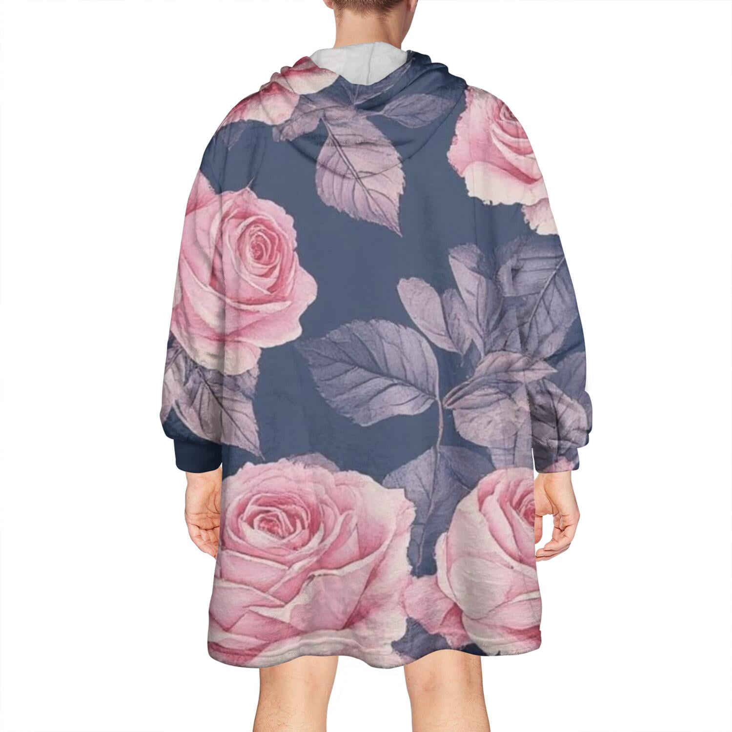 Wearable Oversized Blanket,Pioneer Flower Floral Print Pattern Wearable Blanket Hoodie for Adults,Cozy Hooded Blankets with Super Pockets,Super Warm Fuzzy Pullover for Women & Men