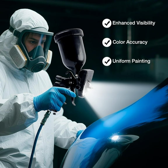 Paint Gun Light with Charger, 2700K-6500K & 500/250 Lumens LED Light for Paint Guns, Spray Gun Light Attachment for Evenly Spraying and Reduced Rework, Universal Auto Paint Gun Lights
