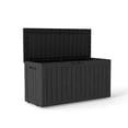 thumbnail image 4 of Decksplore 90 Gallon Outdoor Storage Box, Lockable, UV-Resistant, HDPE Waterproof Deck Box, Outdoor Storage Bench for Cushions, Garden Tools (Black), 4 of 13