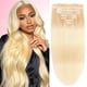 thumbnail image 1 of Extensiones de cabello humano real FZV con clip, 120 g, 8 unidades, rubio, 1 of 8