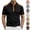 #01 Black, variant on Corduroy Accent Polo Shirts for Men Stand Collar Short Sleeve Quarter Button Placket Casual Loose Fit Waffle Fabric Daily Wear Polo Shirts, #01 Black, XL