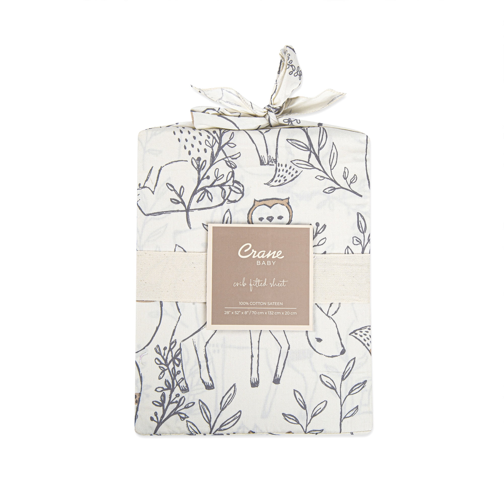 Crane Baby Ezra Crib Fitted Sheet - Woodland Animal 100% Cotton Sateen - Crib/Toddler Bed Sheet