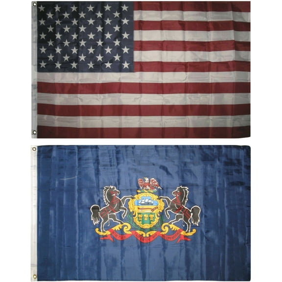 Wholesale Combo Lot of 3x5 USA Flag & State of Pennsylvania 3x5 2 Flags Banner
