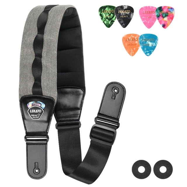 Correas para bajo LEKATO para bajos pesados y guitarras, color gris