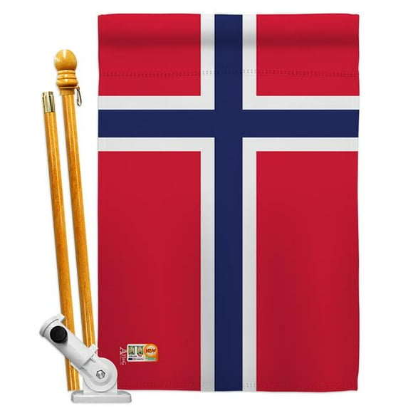 Americana Home & Garden AA-CY-HS-140174-IP-BO-D-US18-AG 28 x 40 in. Norway Flags of the World Nationality Impressions Decorative Vertical Double Sided House Flag Set & Pole Bracket Hardware Flag Set