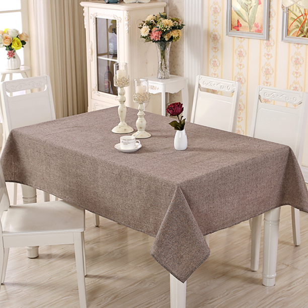 Mantel rectangular impermeable de lino, mantel de granja, antiencogimiento, suave, resistente a las arrugas, cubierta de mesa de tela decorativa para cocina (oblongo 55,1 x 70,8 pulgadas (lino, marrón