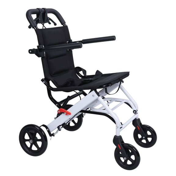 Nanly Portable Transit Travel Wheelchair, Folding Transport Wheelchairs with Flip-up Armrest for Adults and Seniors Support 180lbs, Portable Transportation Travel Wheelchair for Elderly