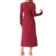 thumbnail image 3 of INSPIRE CHIC Women's Nightgown Long Sleeve V Neck Soft Night Shirt Dress with Pockets S Red, 3 of 6