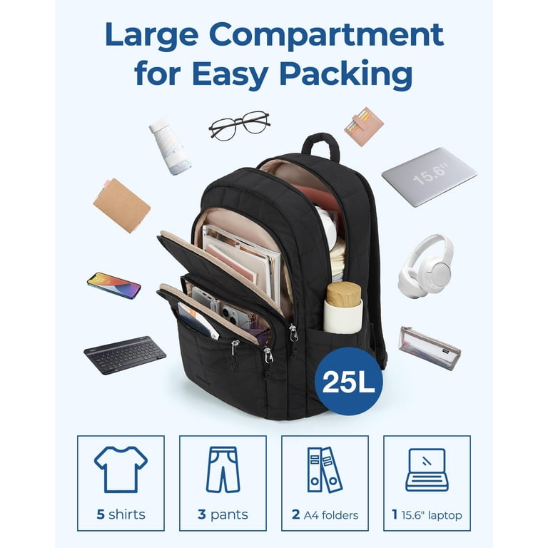BAGSMART College Backpack, Lightweight Bookbag with 15.6 inch Laptop  Compartment, Casual Daypack for Travel Work Commuter, Black - Walmart.com