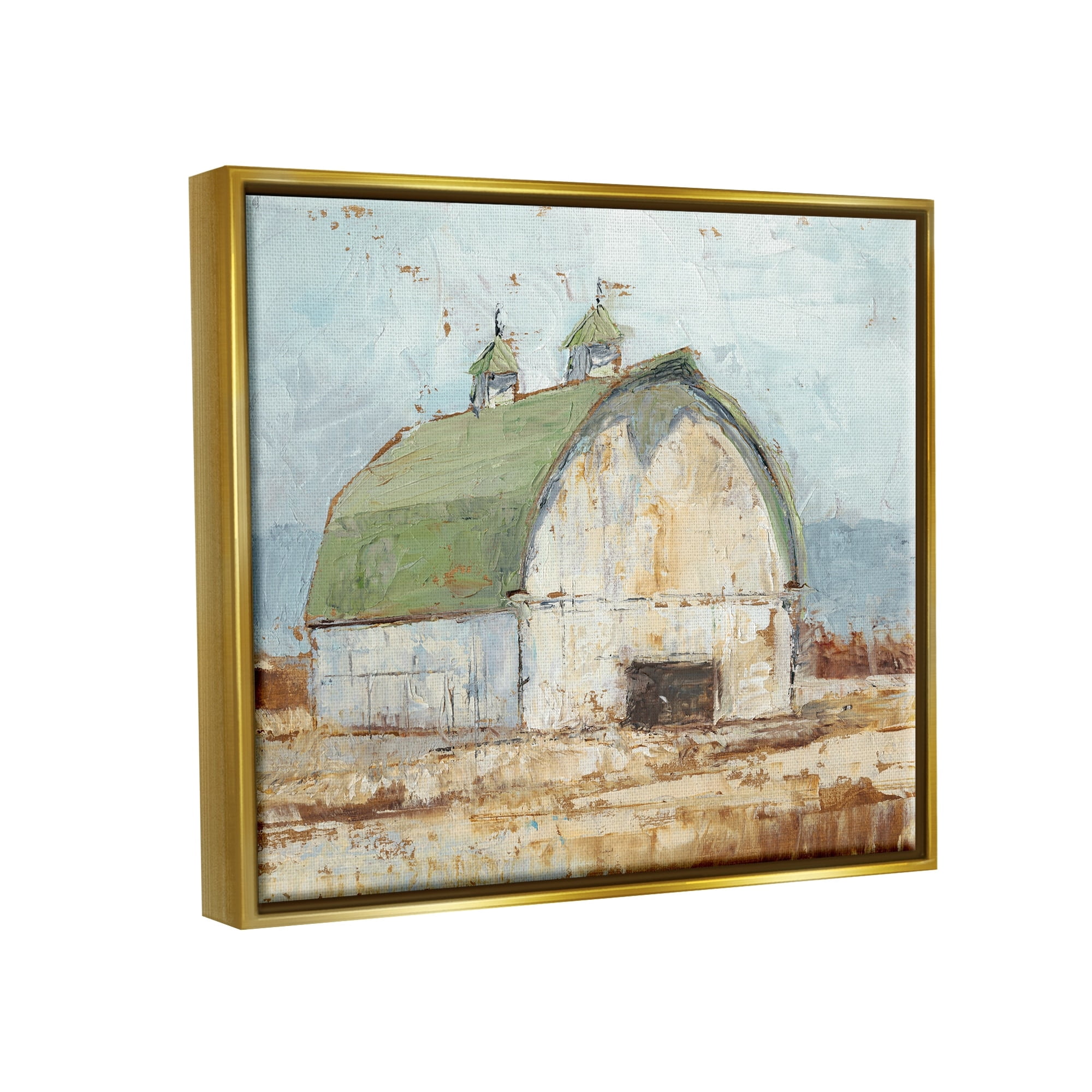 Stupell Industries Natural Earth Painted Barn Metallic Gold Framed Floating Canvas Wall Art, 24x30, by Ethan Harper