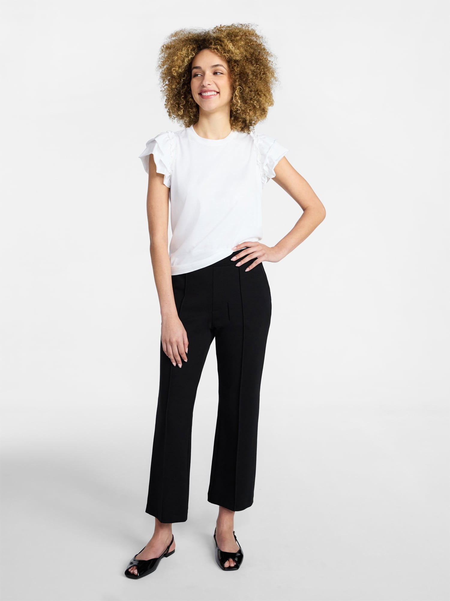 Time and Tru Women's Cropped Flare Pants, 26" Inseam, Size XS-XXXL