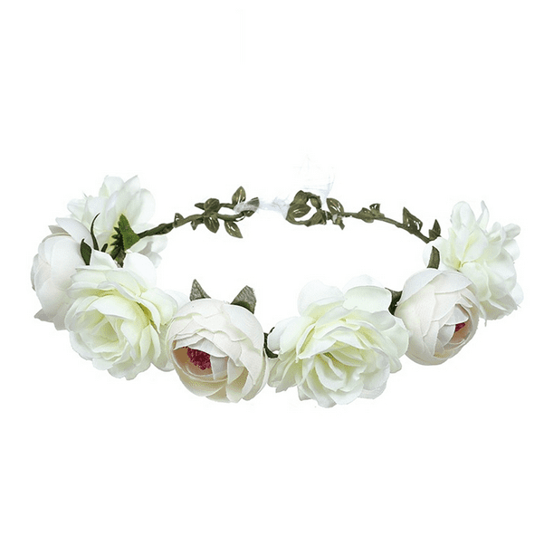 Corona de flores rosas ajustable para mujeres y niñas, diademas, corona de pelo romántica, tocado, boda, fiesta de cumpleaños