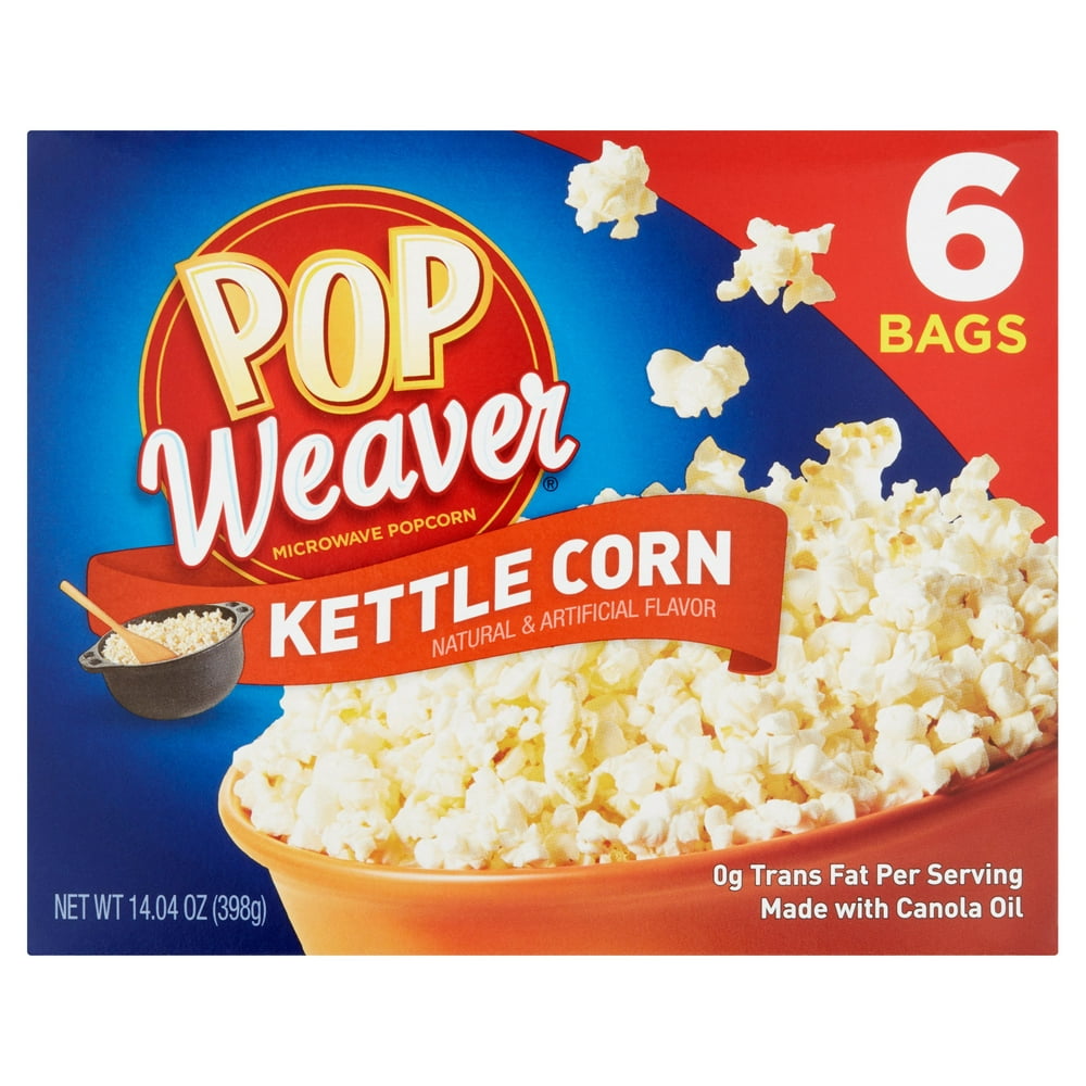 (4 Pack) Pop Weaver Kettle Corn Microwave Popcorn, 6 count, 14.04 oz