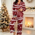 thumbnail image 2 of Riecok Pajama Sets for Women Christmas Reindeer Snowflakes Print 2 Piece PJs Sleepwear Button down Shirt and Pant Holiday Homewear, 2 of 6