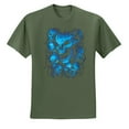 thumbnail image 2 of 3D Blue Skulls Trendy | Mens Fashion Graphic T-Shirt, Military Green, 2XL, 2 of 4