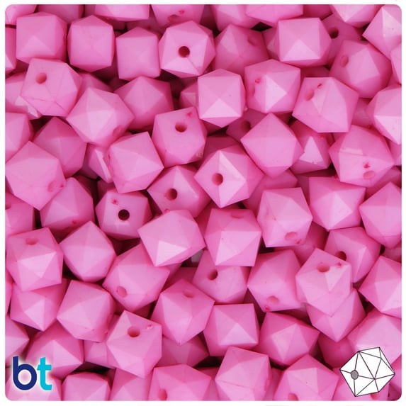 BeadTin Light Pink Opaque 10mm Faceted Cube Acrylic Beads (125pcs)