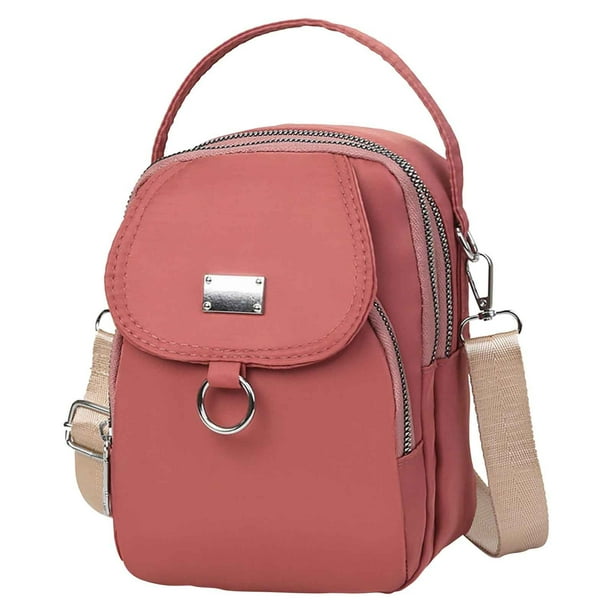 Bolso bandolera impermeable para mujer | Monedero multicompartimento para teléfono con correa ajustable | Bolso bandolera de nailon para la escuela, el trabajo y viajes
