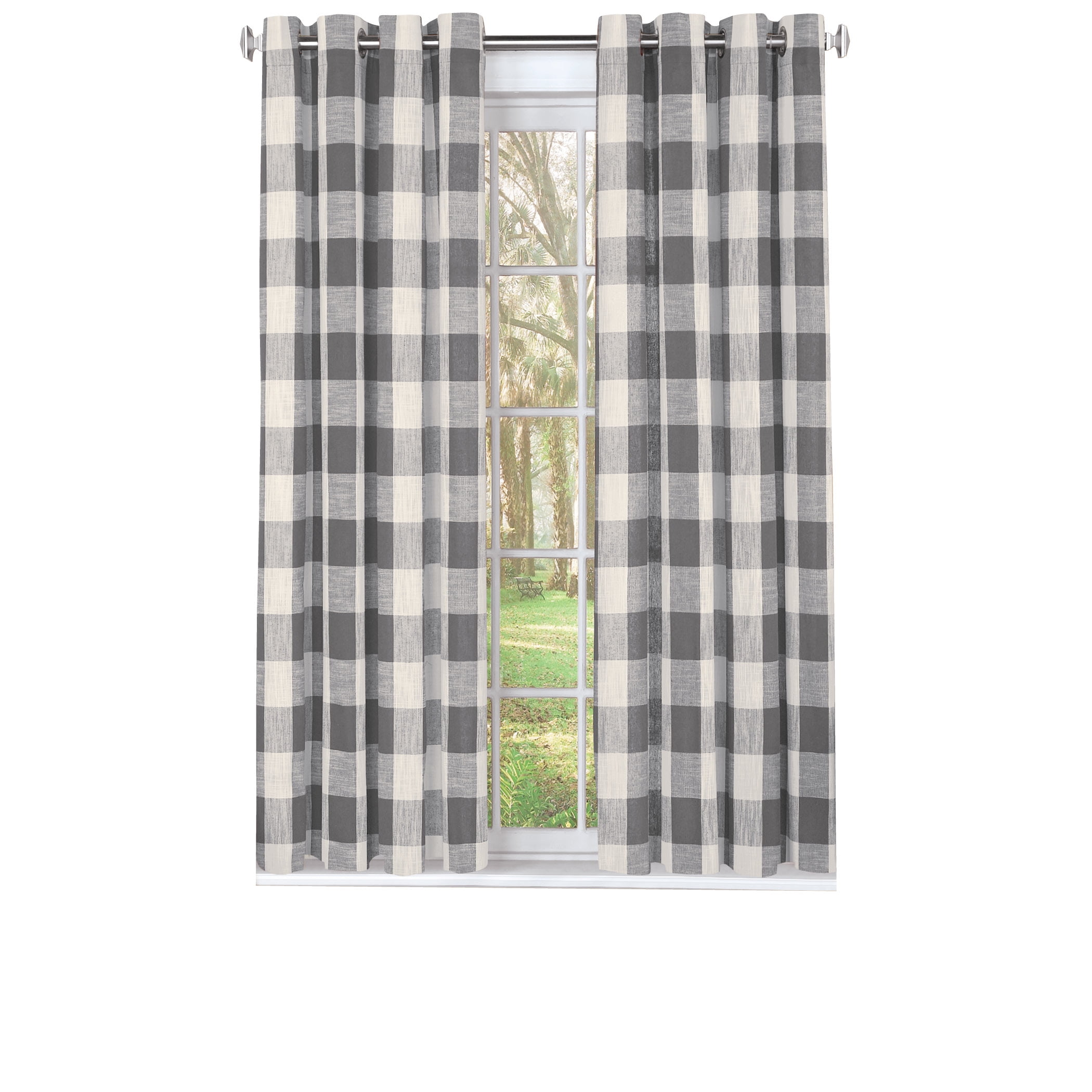 Country Farmhouse Plaid Tab Top Tattersall Window Curtains Assorted Colors 