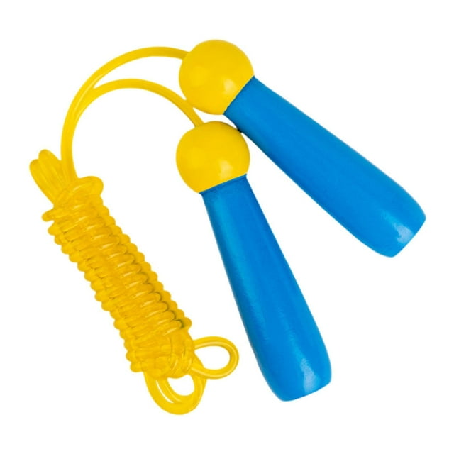 Cuerda de saltar colorida para niños, ajustable, 2,4 m, para niños y niñas, para hacer ejercicio al aire libre, para fiestas, juegos y entrenamiento. Cuerda amarilla