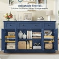 thumbnail image 5 of Homfa 55"W Sideboard Credenza with Adjustable Shelves, 4-Doors 3-Drawers Farmhouse Storage Buffet Cabinet, Wood Coffee Bar Cabinet for Kitchen Dining Living Room, Blue, 5 of 7