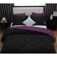 thumbnail image 6 of D.N.G. BEDDINGS 3 Piece Luxury Reversible Diamond Pattern Comforter Set Premium Super Soft, All Season 800 TC, 100% Egyptian Cotton Full/Queen Size Plum/Black Solid Color, 6 of 7