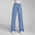 thumbnail image 3 of Wutalume High Waisted Jeans for Women Loose Straight Leg, Casual Trouser Style Denim Pants, Comfort Fit for Relaxed Everyday Wear,Sky Blue 2XL, 3 of 7