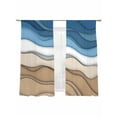 thumbnail image 6 of Blue Brown Striped Sheer Curtains for Living Room Bedroom Modern Gradient Abstract Waves Sheer Curtains 72 Inch Long 2 Panels Set Light Filtering Curtain Window Treatments Drapes for Dining Room, 6 of 6
