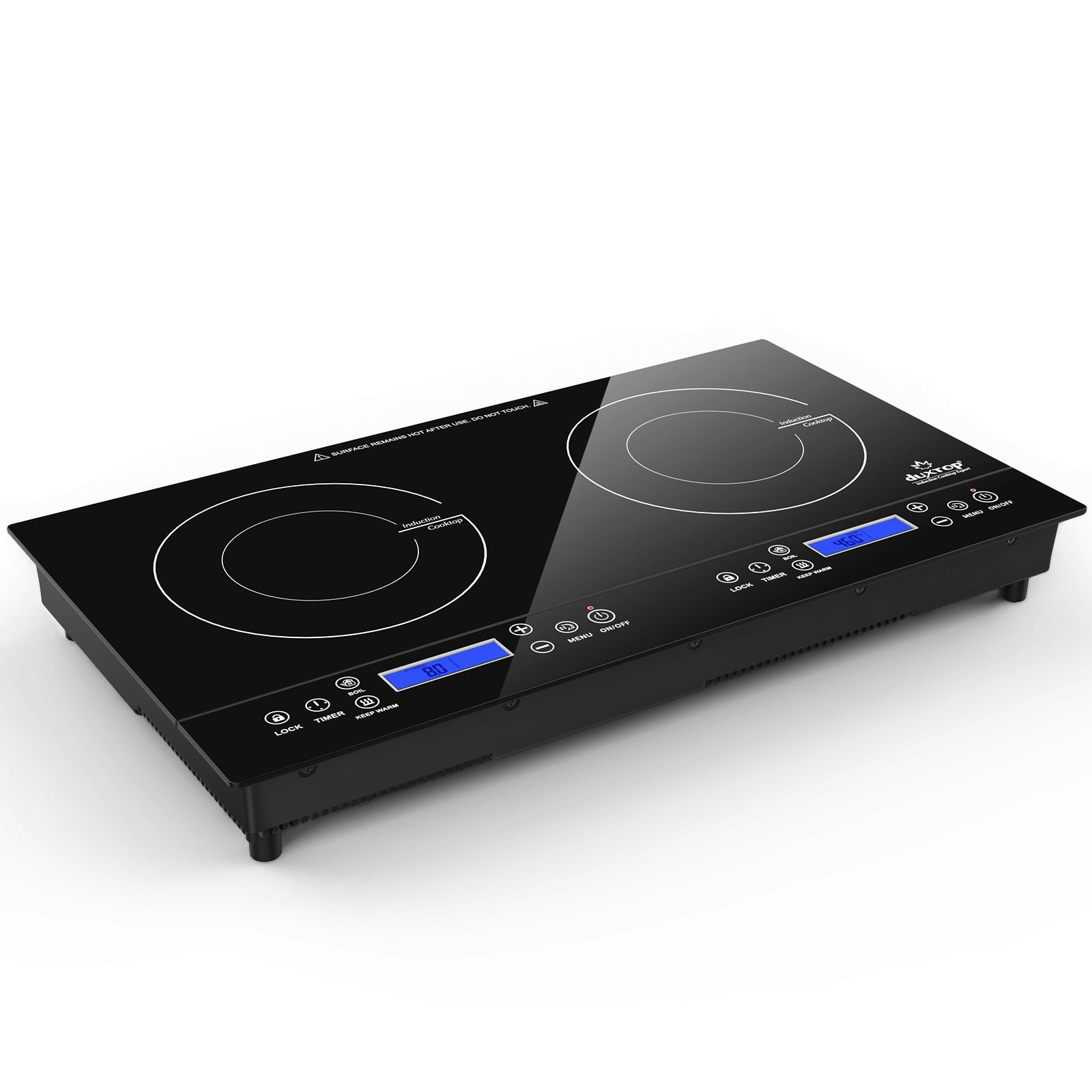 Duxtop LCD 1800W Portable Induction Cooktop 2 Burner, Built-In Countertop Burners with Sensor Touch Control, 9720LCBI