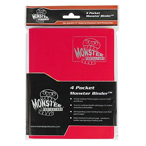 Monster Cartable - 4 Pochettes Album de Cartes à Collectionner - Rouge Mat - Détient 160 Yugioh, Magie, et Pokemon Cartes