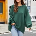 thumbnail image 2 of Gibobby SuéTer De Invierno Para Mujer Suéter informal holgado para mujer, cuello redondo, manga larga, color sólido, tejido de punto(Verde,CH), 2 of 4