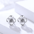 thumbnail image 2 of Arete de Plata Malubero Diseño Flor Piedra Cristal 925 Fina, 2 of 3