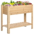 thumbnail image 1 of Outsunny Jardinière Surélevée en Bois avec Tablette de Rangement, Bois Naturel, 1 of 10