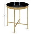 thumbnail image 2 of Kate and Laurel Celia 18-Inch Round Metal Foldable Tray Accent Table, Black and Gold, 2 of 3
