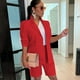 thumbnail image 4 of Conjunto de dos piezas liso e informal para mujer, conjuntos a juego, chaqueta de manga larga, abrigo y pantalones cortos, trajes de negocios elegantes para mujer de oficina, 4 of 5