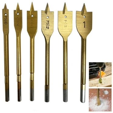 6 Spade Drill Bit Set Paddle Flat Bits Hole Cutter Titanium Coating Woodworking