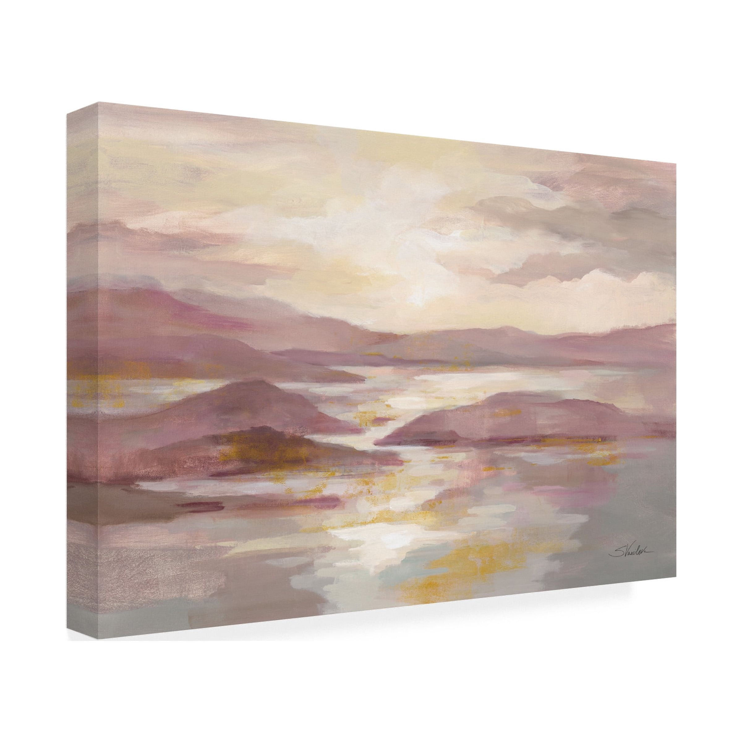 Silvia Vassileva 'Pink and Gold Landscape' Canvas Art