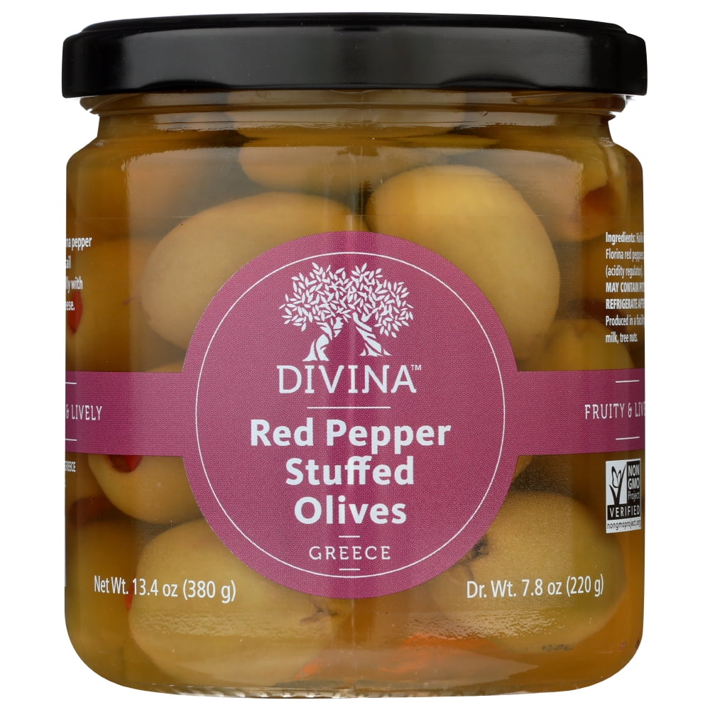 Divina Olives Stuffed With Sweet Red Peppers, 13.4 Oz.