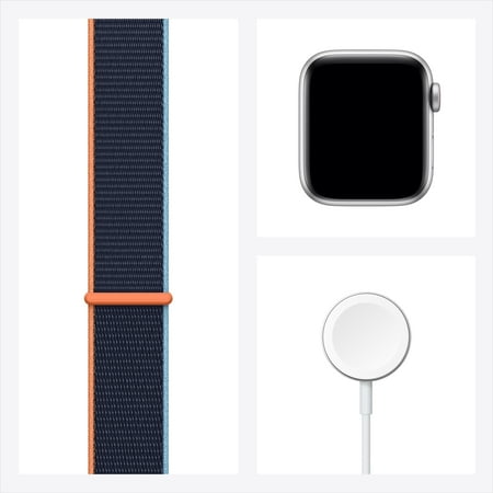 Apple Watch SE (GPS + Cellular) 40mm Silver Aluminum Case with Deep Navy Sport Loop - Silver