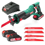 HYCHIKA Cordless Reciprocating Saw with 2 Batteries & 4 Saw Blades