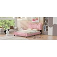 thumbnail image 4 of Full Size Bed Frame, Upholstered Platform Bed Frame with Carton Ears Shaped Headboard and Strong Slats Support, No Box Spring Needed, Easy Assembly, Pink, 4 of 9
