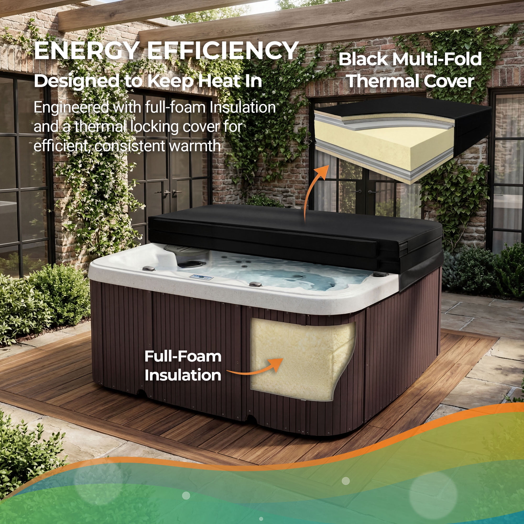 Lifesmart LS700DX Hot Tub - 7 Person, 90-Jet, 220-Volt, Sea Salt/ Espresso Brown
