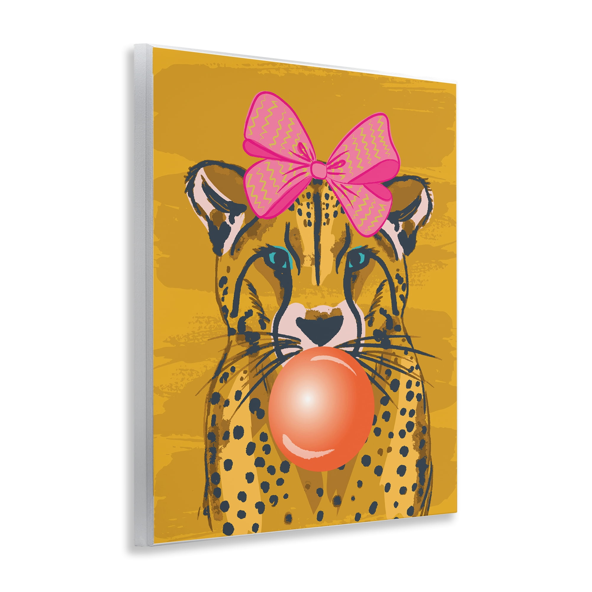 Stupell Industries Trendy Cheetah & Bow Animals Painting Unframed Art Print Wall Art, 11 x 14