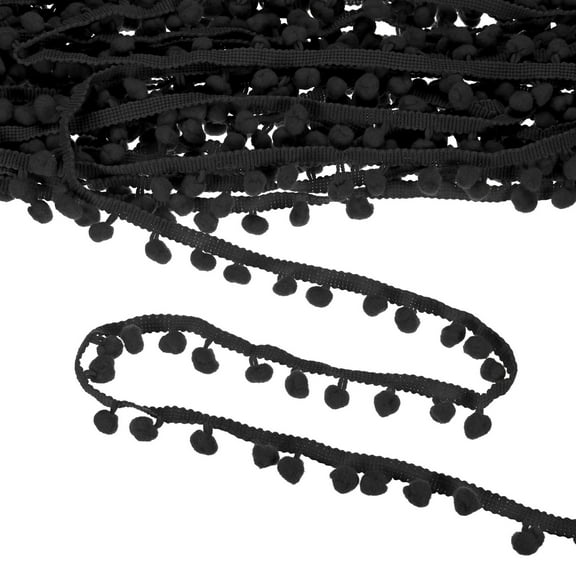 Uxcell Pom Pom Ball Fringe Trim, 10 Yards 8mm Mini Pom Pom Trim Ribbon for Home Decoration/DIY Crafts, Black