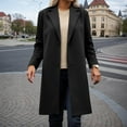 thumbnail image 2 of Womens Jacket Fall Elegant Single Lapel Wool Solid Commute Work Trench Coat Lightweight Outwears, 2 of 4