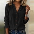 thumbnail image 5 of Neewe Womens Classic Plain Shirt Casual Collar Long Sleeve Loose Fit Button Down Tops Daily Outfits, 5 of 5