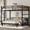 Walnut 27, variant on Full over Full Metal Bunk Bed Separable into Loft Bed and Platform Bed, Vintage Wood-Colored with Raised Security Fence, MDF+Metal, 77.6L x 59.1W x 59.1H Inches, Black