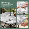 thumbnail image 3 of Round Outdoor Tablecloth with Umbrella Hole and Zipper, Grey Coastal Fitted Table Cover with Elastic Edge for 55-60 Inch, Ocean Coral Starfish Shell Modern Sea Waterproof Patio Tablecoths for Picnic, 3 of 9