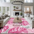 thumbnail image 3 of 5'x8' Area Rugs, Pink Palm Leaf Indoor Outdoor Area Rug for Living Room Bedroom, Tropical Vintage Grey Summer Plant Washable Bathroom Rugs Kitchen Floor Carpet Mats Home Decor Aesthetic, 3 of 8