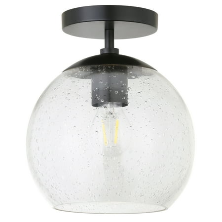 

Evelyn&Zoe Modern Metal Semi Flush Mount Ceiling Light with Seeded Glass
